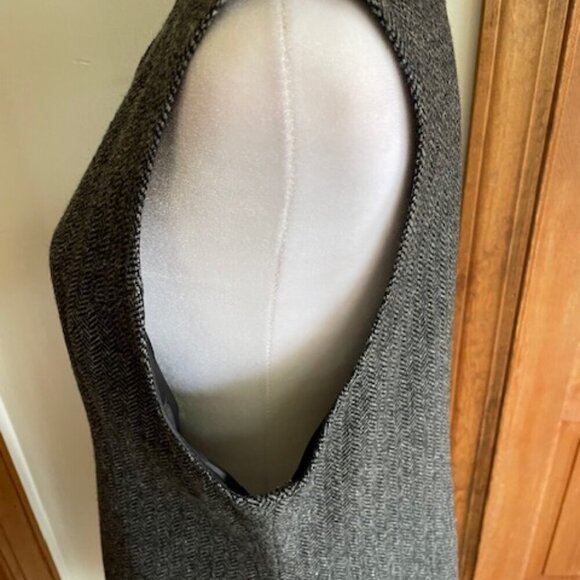 L. L. BEAN Sheath V Neck Herringbone Wool Dress Vintage - Picture 9 of 15